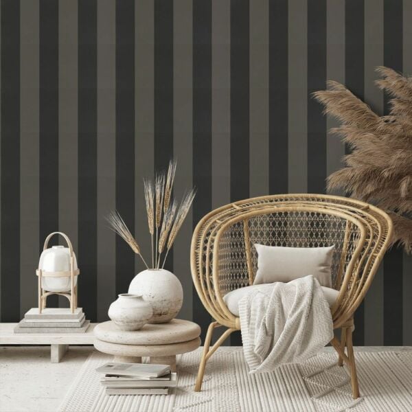 Ralph Lauren Çizgili Antrasit Siyah Duvar Kağıdı