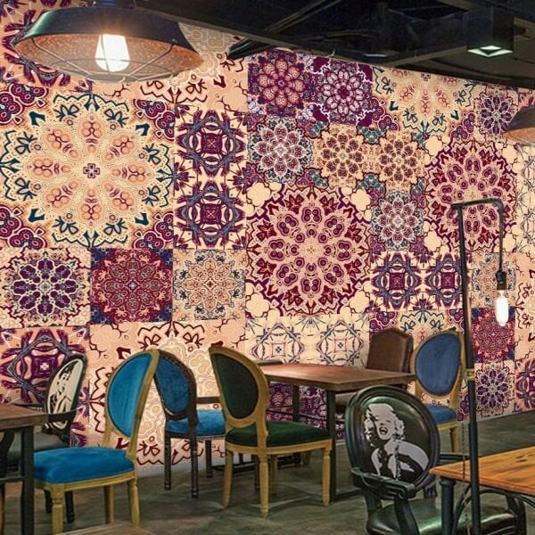 Canlı Renkler Etnik Desenler Duvar Kağıdı