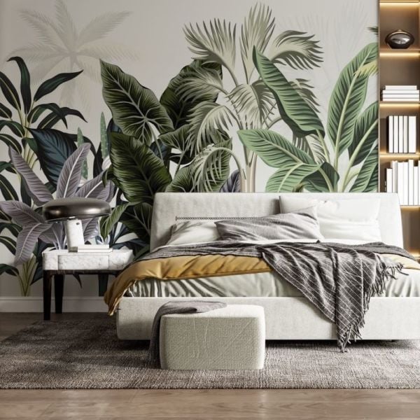 Büyük Tasarım Tropik Yapraklar Duvar Kağıdı