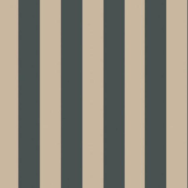 Ralph Lauren Çizgili Vinil Bej Siyah Duvar Kağıdı