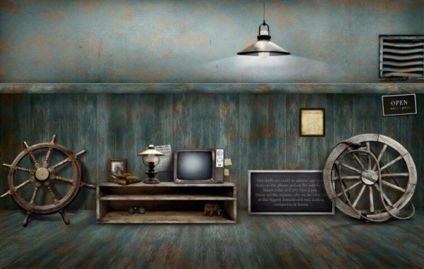 Turkuaz Zeminde Gemi Dümen Duvar Kağıdı