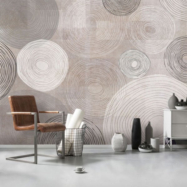 Soft Renkler Çizgi Daire Desenler Duvar Kağıdı