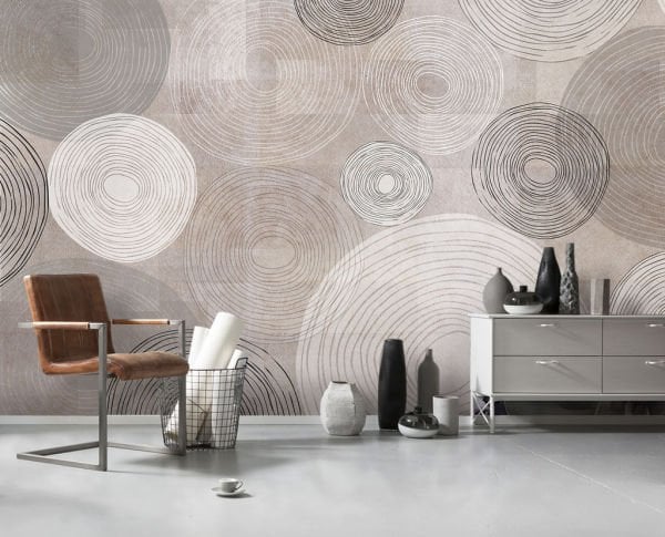 Soft Renkler Çizgi Daire Desenler Duvar Kağıdı