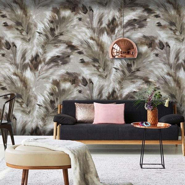 Kahve Gri Bej Renkler Tüyler Duvar Kağıdı