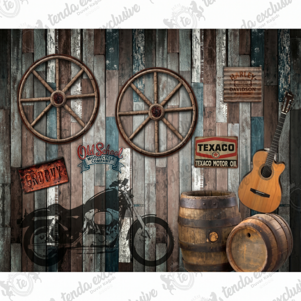 Motorsiklet Gitar Caffe Duvar Kağıdı