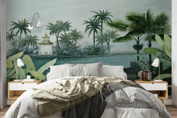 Nehir Ağaçlar İçinde Kış Bahçesi Duvar Kağıdı