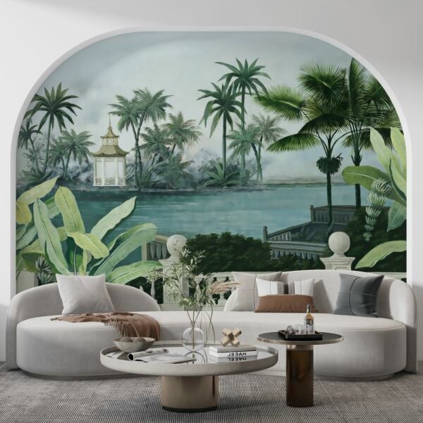 Nehir Ağaçlar İçinde Kış Bahçesi Duvar Kağıdı