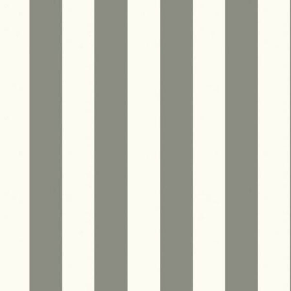 Ralph Lauren Çizgili Vinil Gri Beyaz Duvar Kağıdı