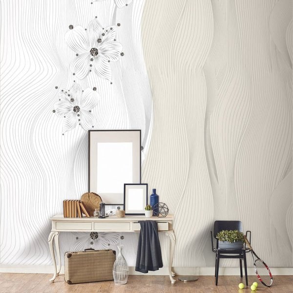 Dalgalar İçinde Beyaz Orkide Çiçekler Duvar Kağıdı