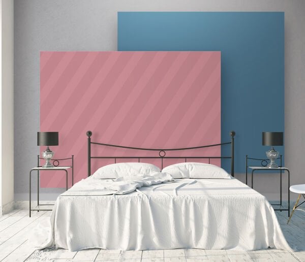 Pembe Mavi Geometrik Kare Panolar Duvar Kağıdı