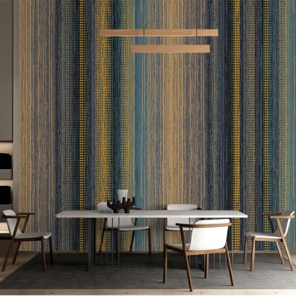 Dikey Çizgiler Eskitme Sarı Detaylı Duvar Kağıdı