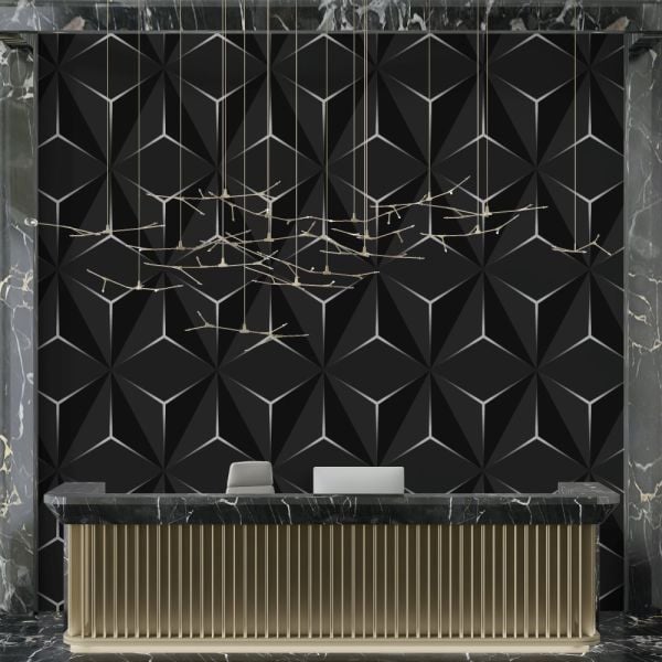 Siyah Geometrik Prizmalar Duvar Kağıdı