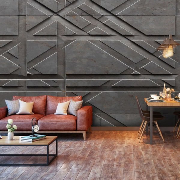 Antrasit Taş Duvar Üç Boyutlu Duvar Kağıdı