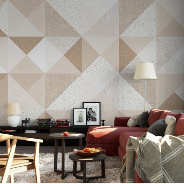 Kahve Bej Üçgen Prizmalar Duvar Kağıdı