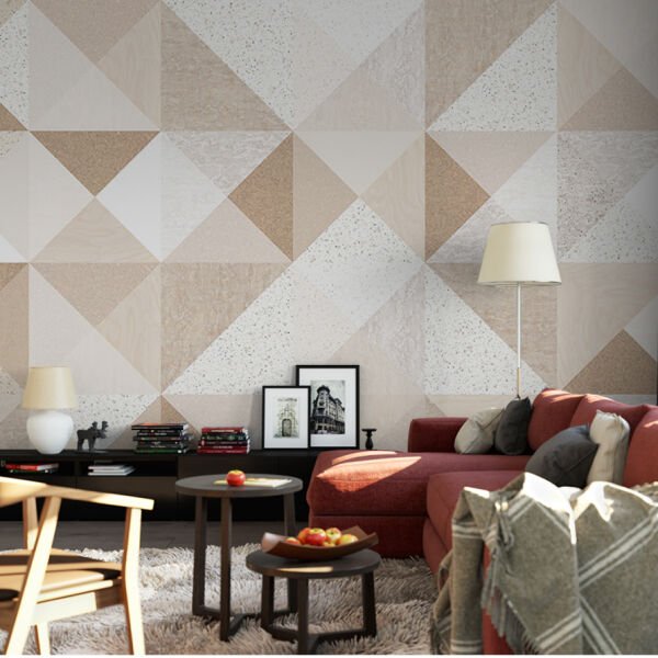 Kahve Bej Üçgen Prizmalar Duvar Kağıdı
