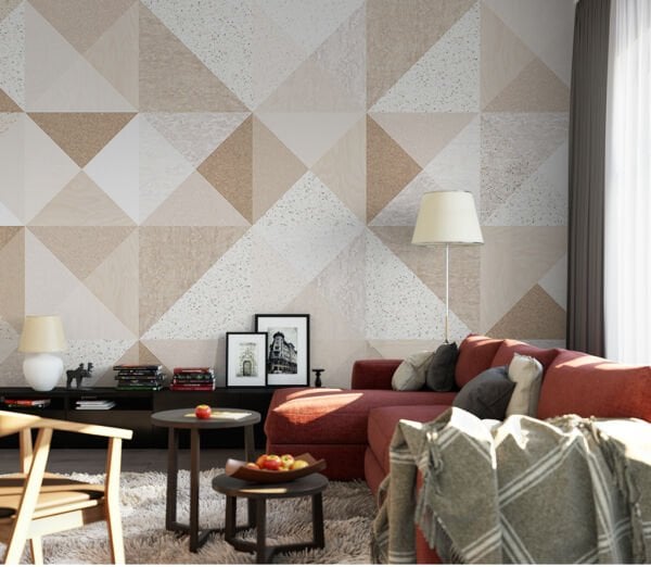 Kahve Bej Üçgen Prizmalar Duvar Kağıdı