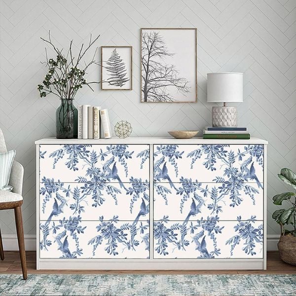 Vintage Beyaz Renkli Doku Küçük Kuşlar Duvar Kağıdı