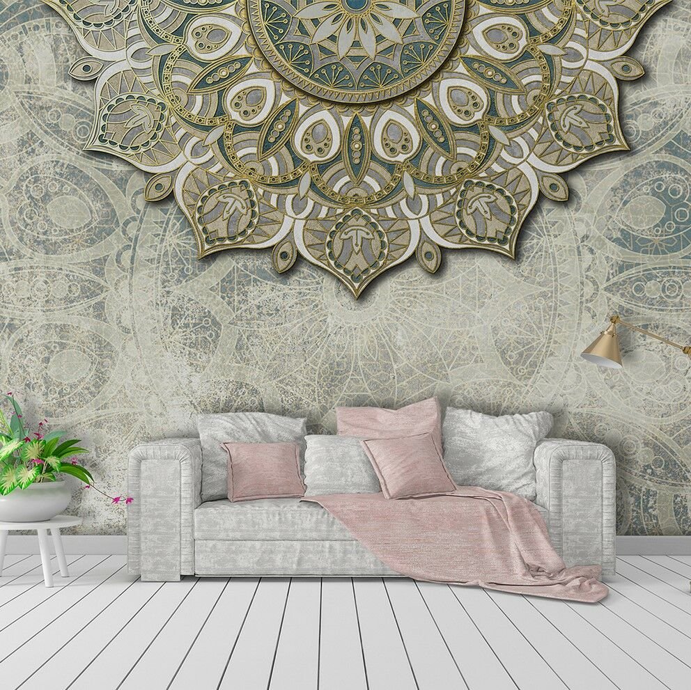 Boyutlu Yarım Mandala Desen Duvar Kağıdı