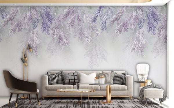 Sarmaşık Lila Mor Sümbüller Duvar Kağıdı