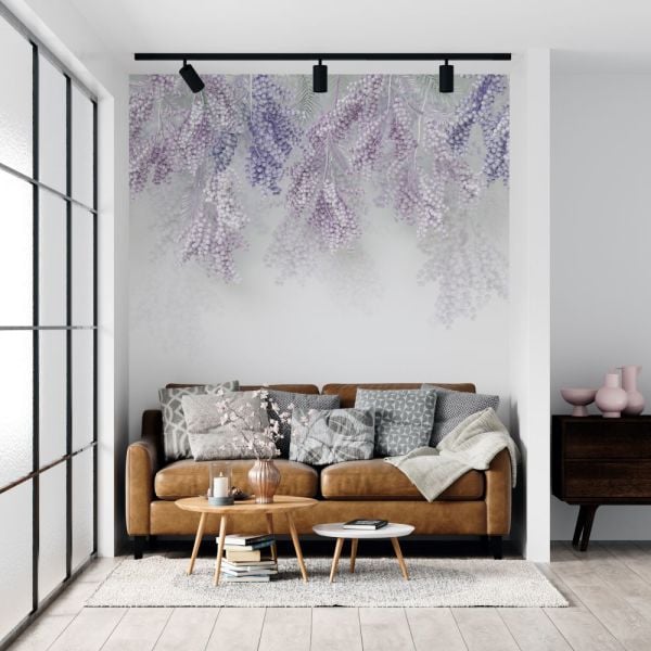 Sarmaşık Lila Mor Sümbüller Duvar Kağıdı