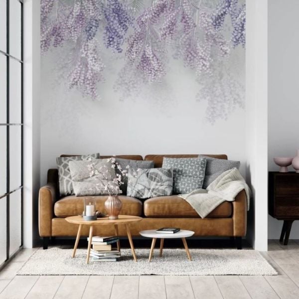 Sarmaşık Lila Mor Sümbüller Duvar Kağıdı