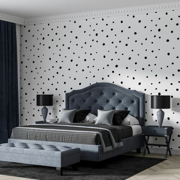 Siyah Beyaz Noktalı Tasarım Duvar Kağıdı