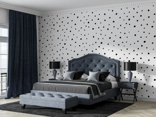 Siyah Beyaz Noktalı Tasarım Duvar Kağıdı