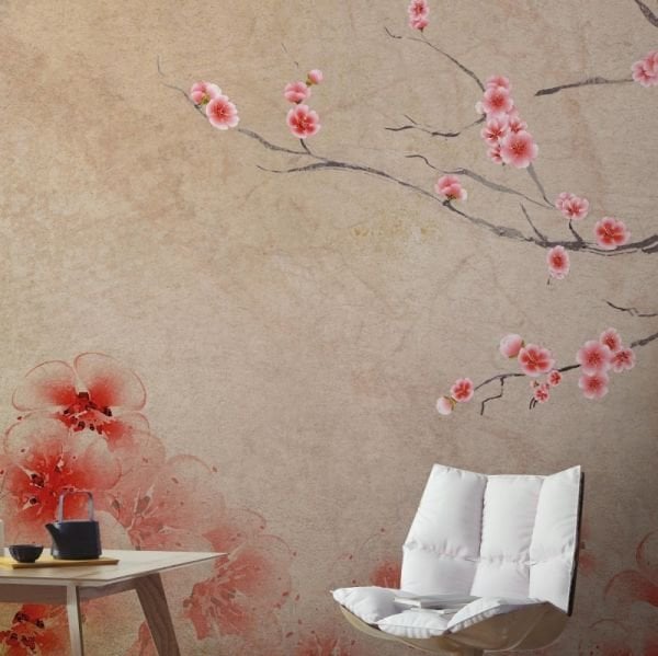 Japon Sakura Çiçekleri Vizon Zemin Duvar Kağıdı