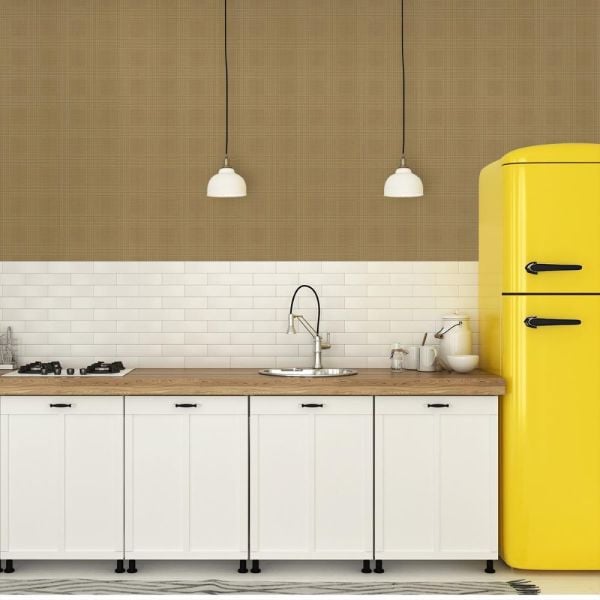 Ralph Lauren Kahve Ekose Vinil Duvar Kağıdı