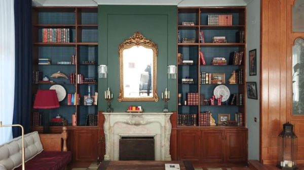 Bahar Dizisi Salon Dolap İçi Ekose Mavili Duvar Kağıdı