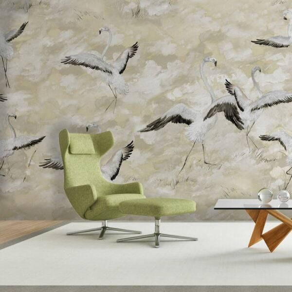 Bulutlarda Beyaz Uçuşan Leylekler Duvar Kağıdı