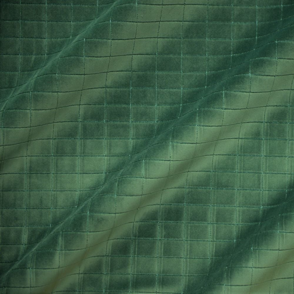 Karo Kadife Döşemelik Kumaş Emerald
