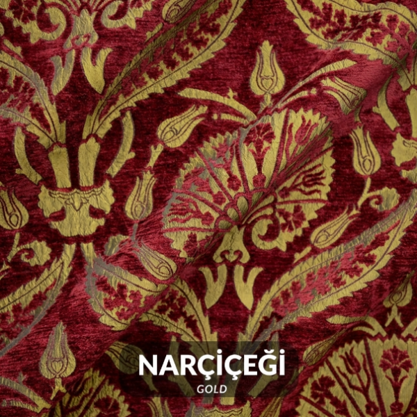 Osmanlı Lalesi Desenli Döşemelik Kumaş