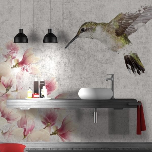 Pembe Manolya Çiçekler Serçe Duvar Kağıdı