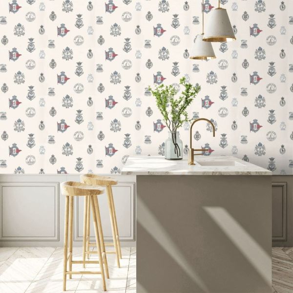 Ralph Lauren Amiral Beyaz Kırmızı Bayraklı Duvar Kağıdı