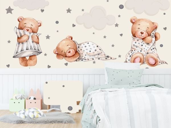 Minik Şirin Uykucu Ayıcıklar Duvar Kağıdı