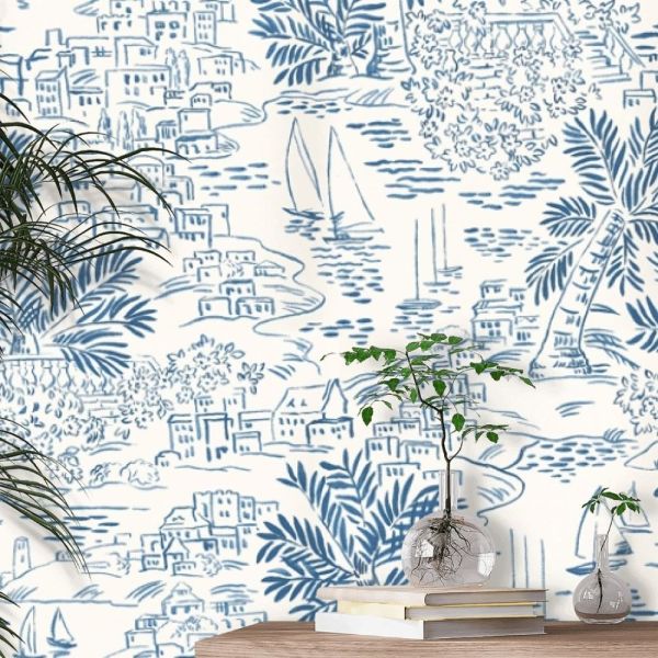 Ralph Lauren Marine Mavi Beyaz Duvar Kağıdı