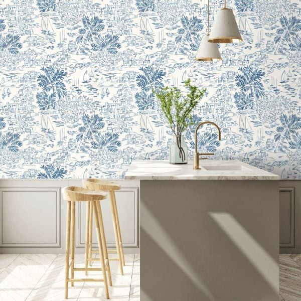 Ralph Lauren Marine Mavi Beyaz Duvar Kağıdı