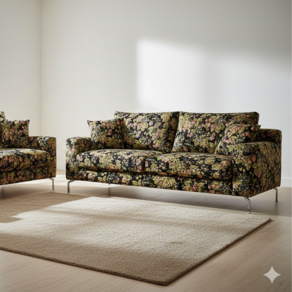 Goblen Tarzı Çiçekli Döşemelik Kumaş