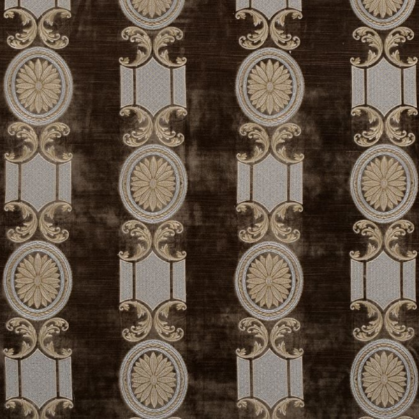 Kadife Üzerine Nakış Detaylı Perdelik Ve Döşemelik Kumaş Walnut