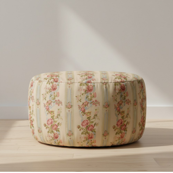 Güller Etamin Desenli Çizgili Döşemelik Kumaş