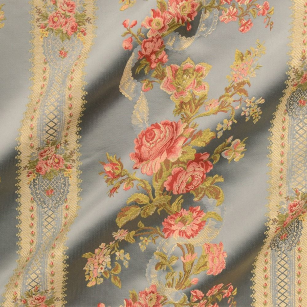 Güller Etamin Desenli Çizgili Döşemelik Kumaş