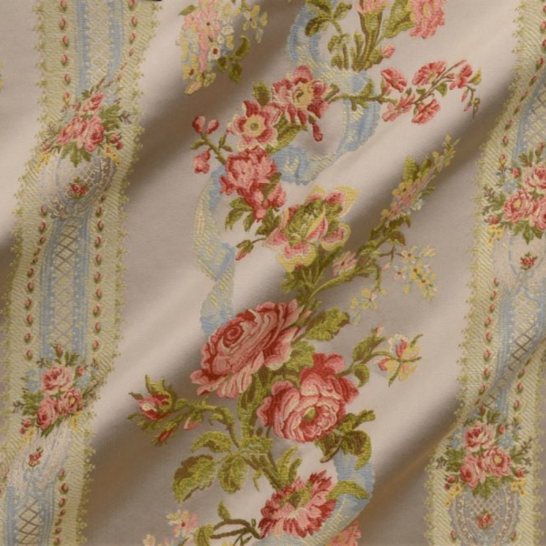 Güller Etamin Desenli Çizgili Döşemelik Kumaş