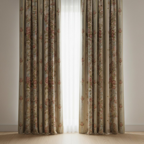 Güller Etamin Desenli Çizgili Döşemelik Kumaş