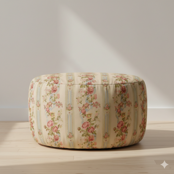 Güller Etamin Desenli Çizgili Döşemelik Kumaş