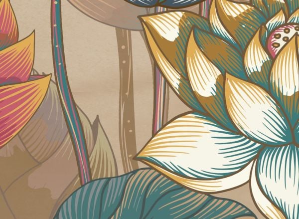 Tasarım Manolya Ortanca Çiçekler Duvar Kağıdı