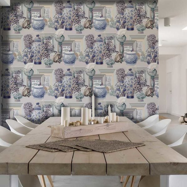 Blue Blanc Tasarım Vazolar Duvar Kağıdı