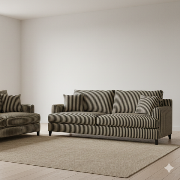 Çizgili Siyah Bal Rengi Döşemelik Kumaş