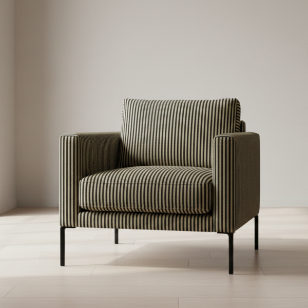 Çizgili Siyah Bal Rengi Döşemelik Kumaş