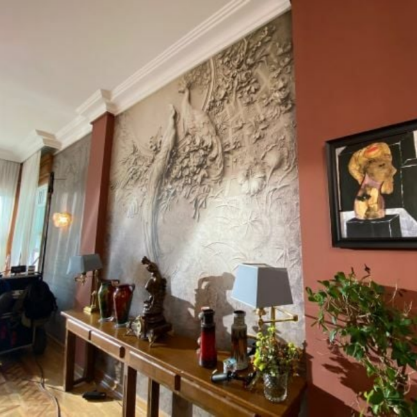 Yalı Çapkını Salon Yemek Odası Beyaz Tavus Kuşu Duvar Kağıdı